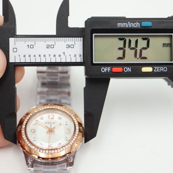 Relic by Fossil Women Watch Clear Rose Gold Tone 34mm Dial Jewel Bezel ZR11901 - Picture 2 of 16